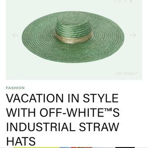 Off-White green logo large straw hat